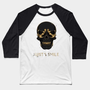 cyberpunk skull, gold, minimalist, just smile , tshirt design Baseball T-Shirt